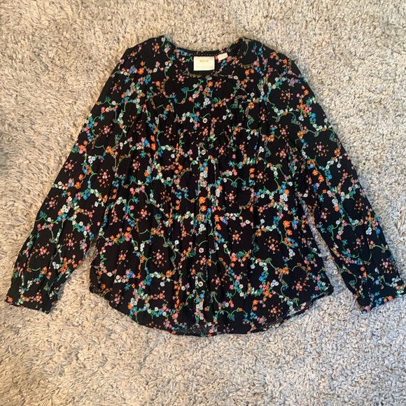 Maeve By Anthropologie Floral Peasant Button Up Blouse Women’s Size XL - Picture 1 of 9